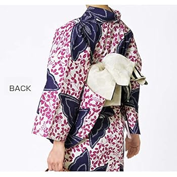 Amazon | [dear-japan] 浴衣 そしてゆめ 蝶 葉 紫 ピンク 船底袖